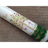 Taufkerze mit Lebensbaum - inkl. Beschriftung von Babyprince - handgearbeitete Wachsverzierungen - !!! keine Folie !!!