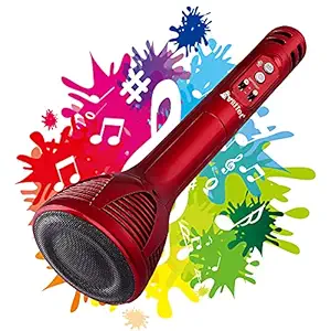 Vrjtec Design 2 Wireless Karaoke Mic | Multifunction Handheld Bluetooth Singing Mike | Speaker Memory card and USB support For All iOS/Android Smartphones | Microphone Stand Mike with Speaker