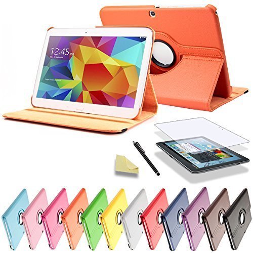 SVS 3in1 SET 360° Tab4 10.1 Schutzhülle + Folie + Pen Samsung Galaxy Tab 4 SM-T530 / T531 / T535 Tasche Etui (Orange)
