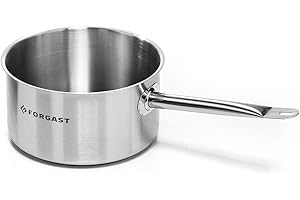Forgast Casserole à Manche en Acier Inoxydable | 4 Litre | Marmite Traiteur | Casserole à Lait | Petite Casserole | Cuisinière à Gaz, Electrique | Adapté à l'induction | Lavable au lave-vaisselle
