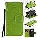 Produktbild Lonchee Samsung Galaxy A3(2017) A320F(4.7 Zoll) Wallet Tasche Brieftasche Schutzhülle , Paar Löwenzahn geprägt Muster Design Hochwertige PU Leder Folio Tasche Case Hülle im Bookstyle mit Standfunktion Kredit Kartenfächer (Grün)