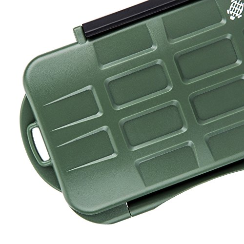 Flashwoife – patentierte Aufnahme – Turtle-SD8MSD16G – Survival Edition – wasserdichte Speicherkarten Schutzbox für 8 Stück SDHC und 16 Stück MicroSD Cards Case in Olivgrün - 8