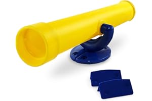 HIKS Yellow Kids Childrens Telescope also available in Green Red and Blue ideal for Climbing Frames, Tree House, Dens & Play House