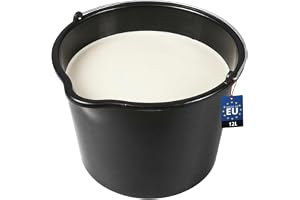 BAKOKI Robust murbrukshink med pip 12 l av återvunnen LDPE med metallpannband och inre skala – betonghink, cementhink, rengöringshink och vattenhink för byggarbetsplats, trädgård och hushåll