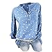 Produktbild  JUSTSELL Langarmshirt T Shirt Herbst,Damen Frauen Pentagramm Drucken Pullover Roll-up Oberteile V-Ausschnitt Bluse Casual Tops Damentops Shirt (S-5XL)