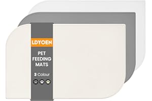 LDYOEN Feeding Mat for Dogs, Cats, Non-Slip Bowl Mat for Dog Bowl, Cat Bowl, Dog Cat Feeding Mat, Silicone Feeding Mat, Large 48 x 30 cm, Beige