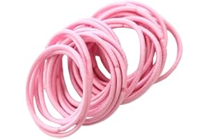 FEIFEI'S BOW 50Pcs Girls Women 2.5mm Thin School Uniform Endless Hair Elastics Bobbles Hair Ties Bands Ponios Ponytail Holders (Pink)