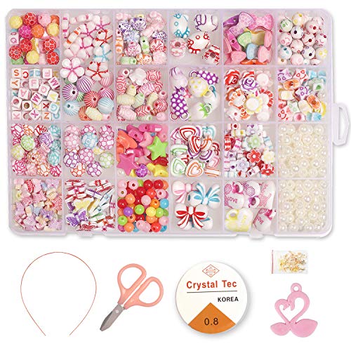 Soneer Children DIY Bead Set, DIY Bracelets Necklaces Beads for Bead Kids Bead Necklace Making,Art Craft & Jewellery Making for Kids for girls