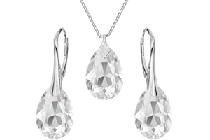 PANDA-JEWELLERY Set di gioielli in argento Sterling 925 con cristalli Swarovski®, a goccia, in molti colori, orecchini da donna, collana con ciondolo, gioielli da donna in confezione regalo