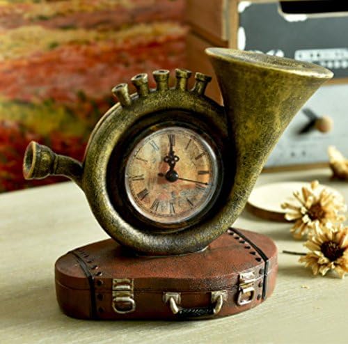 American style Retro phone violin globe small Big Ben compass Table clock Industrial style Window ornaments , 5