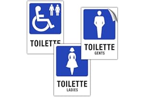 EVM Eticchette BAGNO UOMO DONNA DISABILI Segnaletica Targhetta in PVC Morbido laminato Opaco Adesivo impermeabile Porte Locali Ufficcio 7x10cm 3pz.