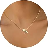 HSWYFCJY - Stainless Steel Monogram Heart Letter Pendant for Ladies.Gold,Silver with Lobster Clasp,Classic Jewelry Heart Neck