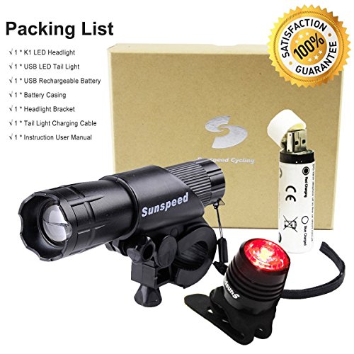SUNSPEED Fahrradlicht Set,Fahrradbeleuchtung,Fahrradlampe/inkl. Frontlicht und Rücklicht über USB auflanden/500 Lumen /3 Licht-Modi - 2