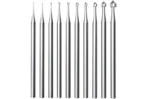 berjalan 10 Pezzi di Frese per Incastonatura di Gioielli - Cilindro per Frese per Incastonatura di Pietre con Gambo da 3/32 Pollici - Strumenti Lapidari A Forma di Cono