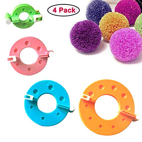 Curtzy Kit 4 Pieces in Plastic to Make PON PON - Tools per Creare PON PON e Strumento di Lavorazione a Maglia della Lana - Fluff Ball Weaver Pompom Maker Set for Decorations e Garlands