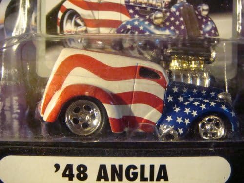 Muscle Machines ReD WhitE BluE '48 AngliA BlowN Big Block real rider rubber treaded mags scale 1-64. by Muscle Machines