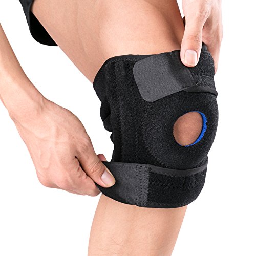 OMorc Rodillera con Transpirable Abierto, Ajustable, Gel de Silicona Antideslizante, Rodillera Menisco para Sobrecarga en la Rodilla, Tendinitis Rotuliana Lesión de Meniscos, Crossfit, Senderismo, Correr, Baloncesto y Ciclismo