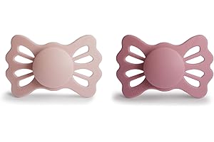 FRIGG Lucky Zestaw 2 smoczków | Smoczek silikonowy | Nie zawiera BPA | Wyprodukowano w Danii | Symetryczny smoczek | Rumieniec/Cedar (rozmiar 2 (6-18 miesięcy)