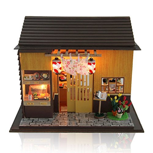 Rylai Wooden Handmade Dollhouse Miniature DIY Kit For Girls - Japanese Sushi Model Series DIY Assembling Model 3d Puzzle Building Toys Gift For Child Wooden Dollhouses & Furniture/Parts