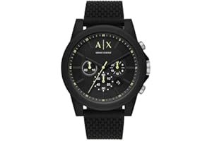 Armani Exchange Reloj Hombre, Movimiento Cuarzo cronógrafo y Caja 44mm con Correa Silicona