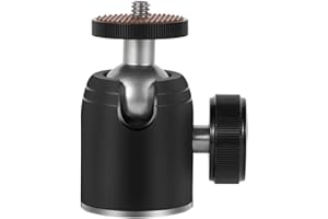 Harwerrel Mini Tête Rotule de Trépied 360 Degrés Métal avec Adaptateur de vis de 3/8 "à 1/4" pour Appareil Photo numérique DSLR Téléphone Portable Monopod Gopro Lumière Phares