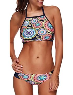 TDOLAH Böhmische Neckholder Strand Bikini Set Trägerlos Beachwear Bademode