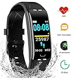 🏄【IP68 impermeable & 4 Interfaz principal ajustable】🏄 Esta pulsera inteligente con el diseño IP68 puede medir automáticamente sus entrenamientos en la piscina y puede ser sumergido en la ducha y en la bañera. La pantalla a color con 4 Interfaz principal ajustable, además, puede ajusta el brillo de la pantalla para diferente ambiente de luz