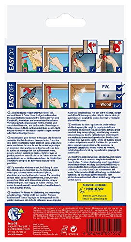 tesa Fliegengitter für Fenster, beste tesa Qualität, anthrazit, durchsichtig, 1,3m x 1,5m - 2