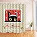 Produktbild CDHBH Happy New Year Decor Funny schwarz Katze mit Weihnachtsmütze Polyester-Schimmelresistent-Dusche für Badezimmer Vorhänge Duschvorhang Haken enthaltene 84 in extra lang
