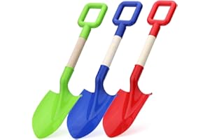 ANZMTOSN Pelles de plage Jumbo, pelles à sable de 40 cm pour enfants, pelles de plage pour enfants très résistantes, pelle de plage à long manche, pelle à sable, pelle en bois en adultes