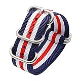 FERZA Home High-End-Nylon-Uhrenarmband mit Edelstahlringen (Color : Silver, Size : 18)