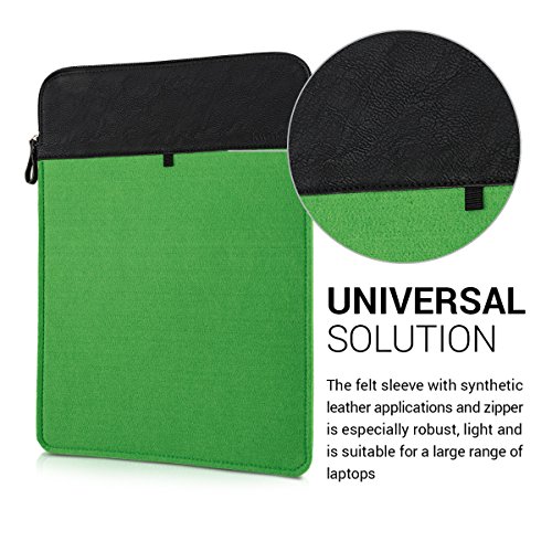 kwmobile Laptoptasche Filz Sleeve für 15″ 15,6″ Laptop / Ultrabook – Notebook Tasche Schutzhülle Laptop Case Hülle in Grün Schwarz Innenmaße: ca. 42 x 29 cm - 3