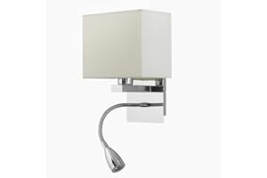 ONLI Bed Applique Lampada da Lettura con Paralume in Tessuto Avorio