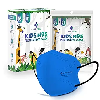 Careview Kids N95 Face Mask (Pack of 5 + 1 Free), BLUE Color,5 Layered Filtration, DRDO, BIS (ISI),CE Certified, Ear Loop Style (KIDS-N95-MASK)
