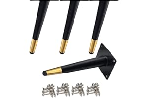 Drenky Möbelfüße 20cm Metall 4 Stück , Füße Für Möbel Gold Und Schwarz Schrankfüsse Schräg Rund Mit No-Slip Silent Base Aus Edelstahl Mit Schrauben Für Schrank Kommode Sofa Und Stuhl