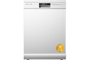 COMFEE' Freestanding Dishwasher CDWPF1201PW-UK 60cm Width, Full Size Dishwasher with 12 place settings, Quick Wash, Hygiene Wash, Delay Start, Half Load - White