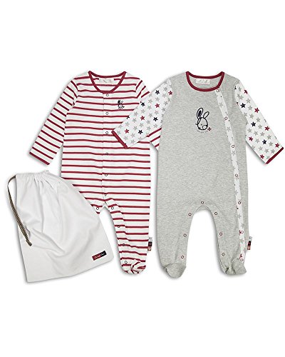 The Essential One - 2 Pack Baby Unisex Star Sleepsuits Babygrows - Red - 6-9 Months - ESS142
