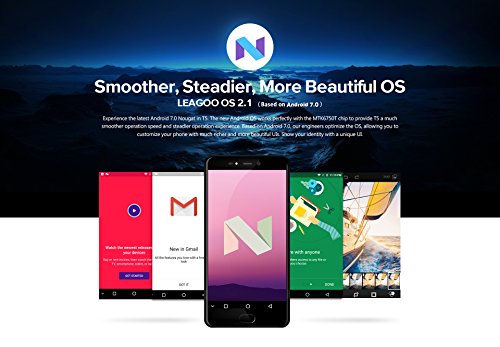 LEAGOO T5 - 4G LTE Smartphone Android 7.0 5.5 Pollici Octa Core 1.5Ghz 4GB RAM 64GB ROM,MTK6750T FHD IPS 1920*1080 Pixel,Corpo in metallo ultrasottile da 7,9 mm Dual SIM,lettore di impronte digitali fotocamere triple ultra (13MP + 5MP + 13MP)(nero)