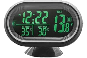 Shkalacar Auto Orologio Termometro Voltmetro 3 in 1, Monitor Digitale LCD Misuratore di Temperatura e Vlotage Rilevamento Manometro 12V per Auto Camion SUV RV