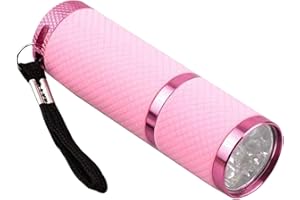 Koeydxst Outdoor Mini Pink Rubber Coated 9-LED Flashlight Torch