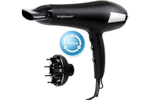 Aigostar Monique 32HIE - 2400W sèche-cheveux professionnel ionique, 2 vitesses et 3 niveaux de température. Bouton d'air froid, Inclus diffuseur et embout concentreur d'air. Design exclusif.