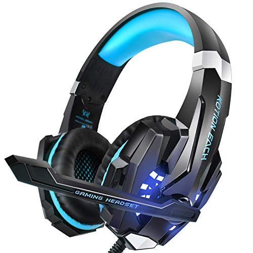 Preisvergleich Produktbild ZIHENGUO Stereo-Gaming-Headset Kabelgebundene Kopfhörer Mit Rauschunterdrückung Sport Kopfhörer Mit Mikrofon PS4 Line-Lautstärkeregler,Blue