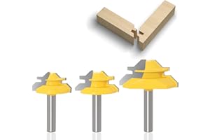 APlus 3tlg. 8mm Verleimfräser Gehrung Verleimfräser Oberfräse 45 Grad Lock Miter Router Bit Holzbearbeitung Fräser Schneidwerkzeug für Graviermaschine Trimmmaschine