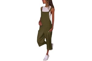 Minetom Femme Salopette Casual Large Ample Harem Sarouel Pantalon Combinaison Jumpsuit Rétro Overalls Rompers Playsuits avec Poches