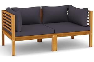 Festnight Gartensofa 2-Sitzer Balkonmöbel Keiner Balkon Lounge Sofa Outdoor Gartenbank Holz Sitzbank Garten Gartenmöbel Balkonlounge Bank Balkonsofa Loungemöbel Gartenlounge