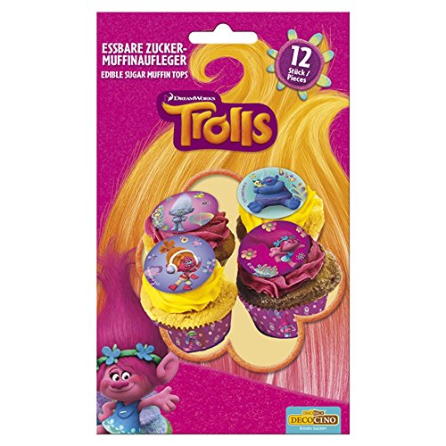 DEKOBACK 32482 12 Zucker Muffinaufleger Trolls