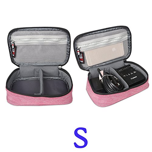 BUBM 3 Stücke Mehrfachfunktion Kabelorganiser Tasche Reisetasche mit Doppelschichten für Elektronische Zubehöre wie Netzteil, Maus und USB Stricks, Denim Rosa - 6