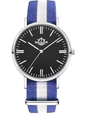 Sailor Armbanduhr Classic Captain silver mit Nylonarmband, Farbe Ziffernblatt:schwarz, Durchmesser:36mm