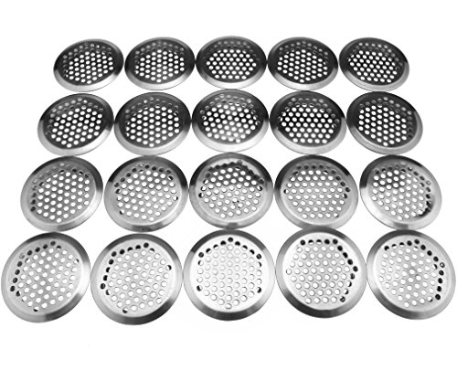 20 x65mm Luftgitter Rund Kamin Lüftungsgitter Edelstahl Silber Cover Mesh Löcher