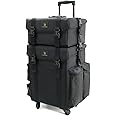 LUVODI 2 in 1 Makeup Train Case Rolling Studio Professional Soft-sided Oxford Trolley with 8 Storage Drawers Adjustable Shoulder Strap Cosmetic Organizer for Travel and Business